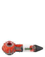 Ooze Bowser Silicone Pipe in Red, Black, and Grey variant with Quartz bowl - Side View