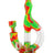 Ooze Echo 4-in-1 Silicone Bong in Rasta colors with slitted percolator, front view on white background
