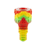 Ooze Silicone Glass Bowl in vibrant red, yellow, and green - 14mm joint - Front View