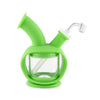 Ooze Silicone Kettle Bubbler in Green - Front View with 45 Degree Joint for Concentrates