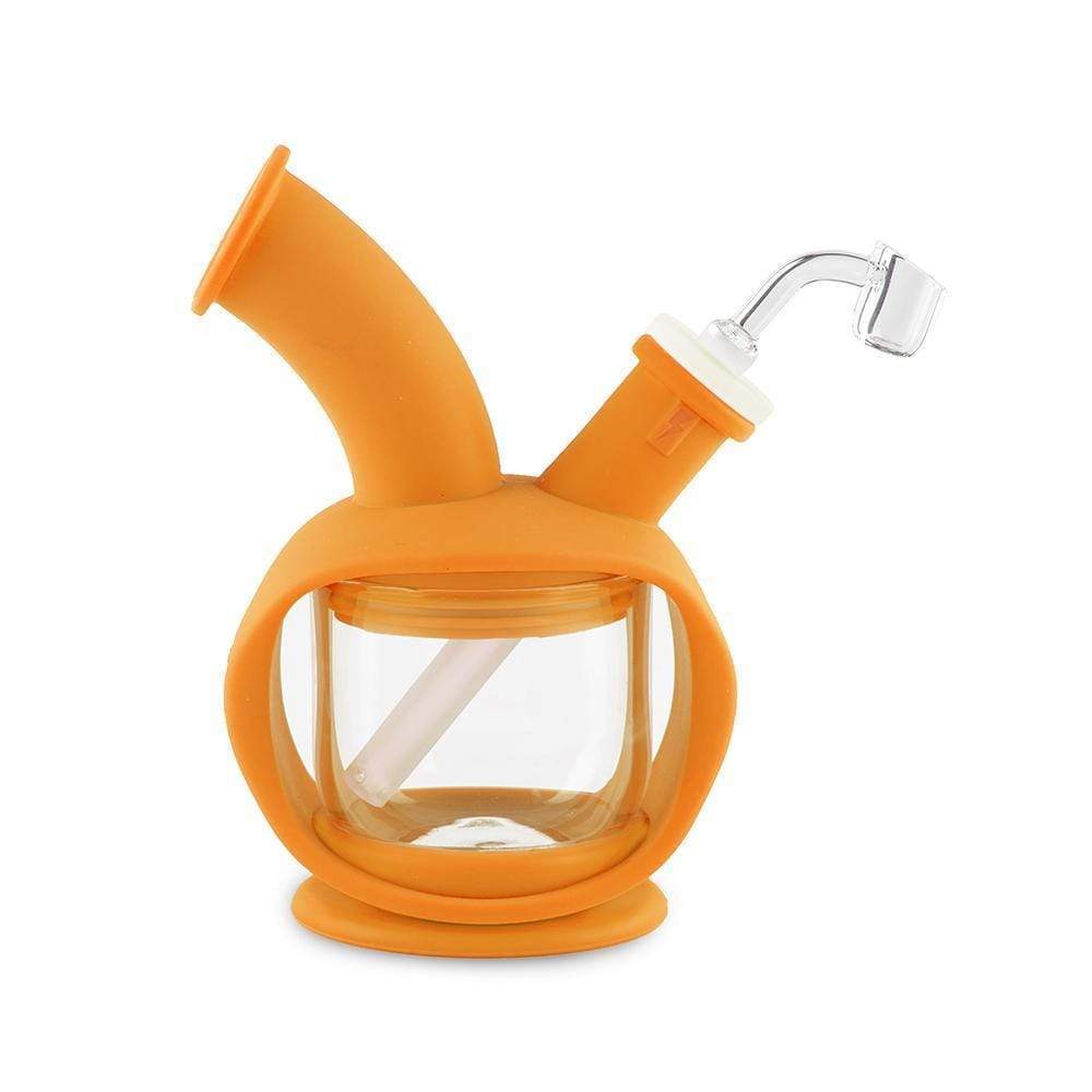 Ooze Silicone Kettle Bubbler in Orange - 7" 45 Degree Joint for Concentrates, Front View