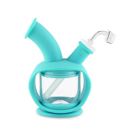 Ooze Silicone Kettle Bubbler in Teal, 45 Degree Joint, Front View on White Background