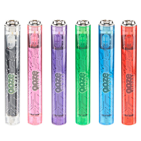Ooze Slim Clear Series 510 Vape Batteries in multiple colors with 400mAh power