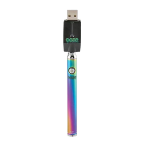 Ooze Slim Twist Battery in Rainbow with USB Charger, 510 Thread for Vaporizers, Front View