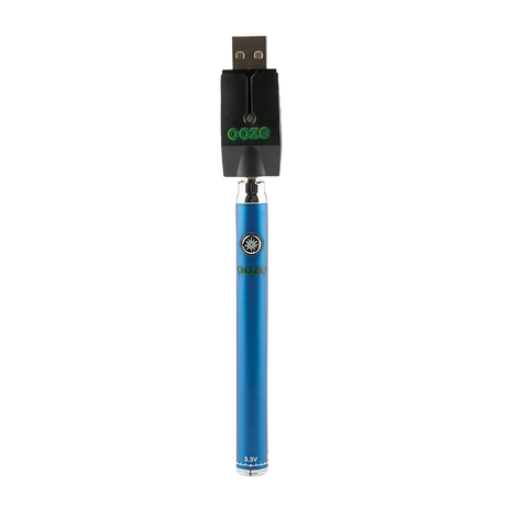 Ooze Slim Twist Battery in Blue with USB Charger, 510 Thread for Vaporizers - Front View