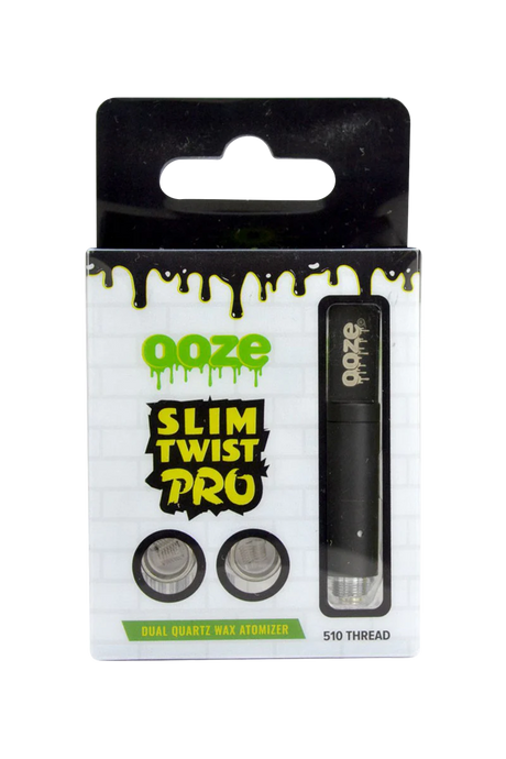 Ooze Slim Twist Pro Wax Atomizer Tank with dual quartz, front view on white background