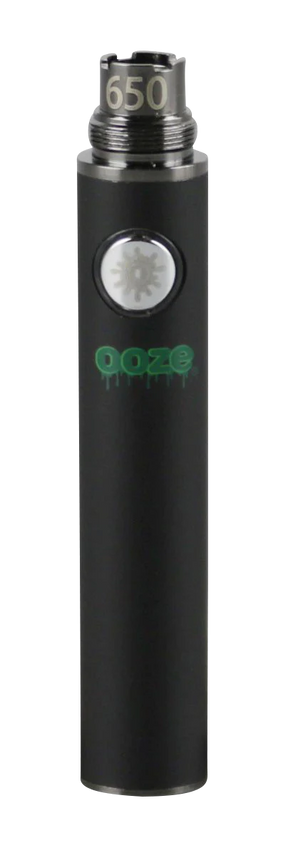 Ooze Standard 650mAh Battery in Black - Front View with Logo for Vaporizers