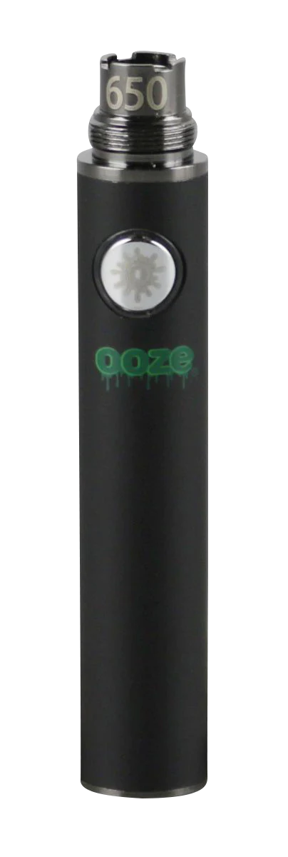 Ooze Standard 650mAh Battery in Black - Front View with Logo for Vaporizers