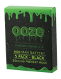 Ooze Standard 900mAh Vape Batteries 5-Pack in Black, Front View with Green Dripping Detail
