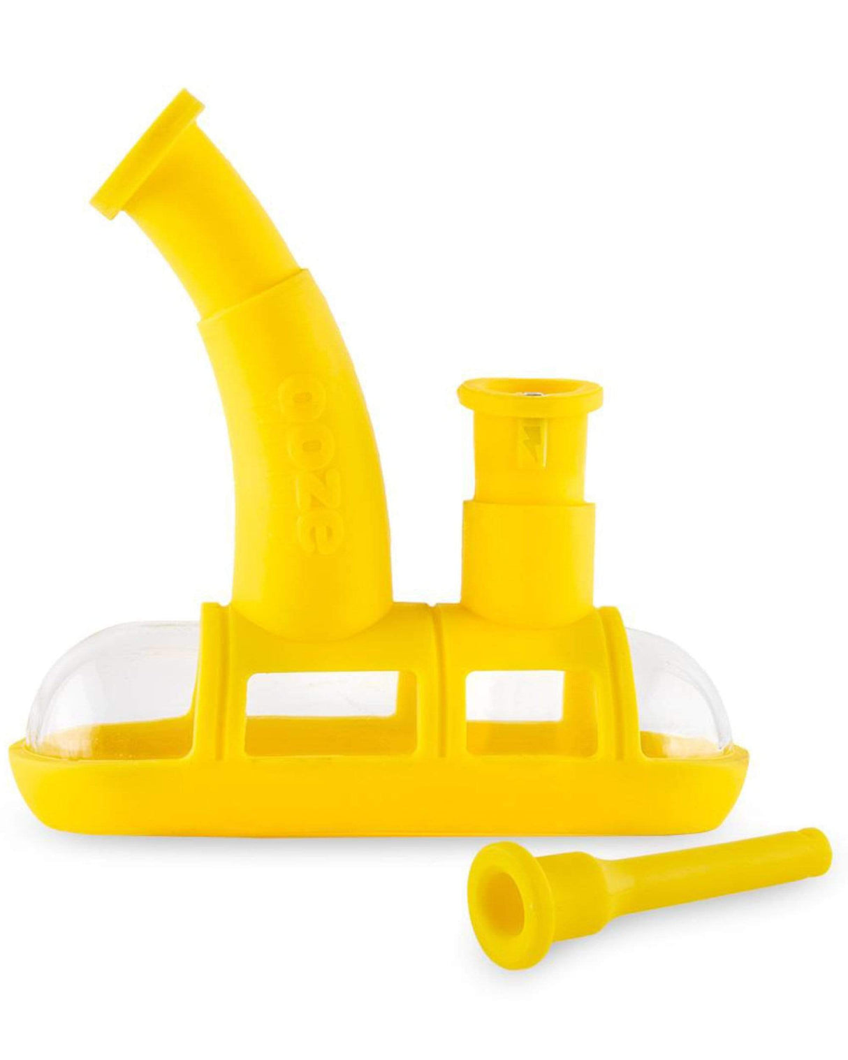 Ooze Steamboat Silicone Bubbler in Yellow, 90 Degree Joint, for Dry Herbs and Concentrates
