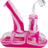 Ooze Steamboat Silicone Bubbler in Pink & White, 90 Degree Joint, Side View