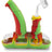 Ooze Steamboat Silicone Bubbler in Rasta colors, 90 degree joint, for dry herbs and concentrates