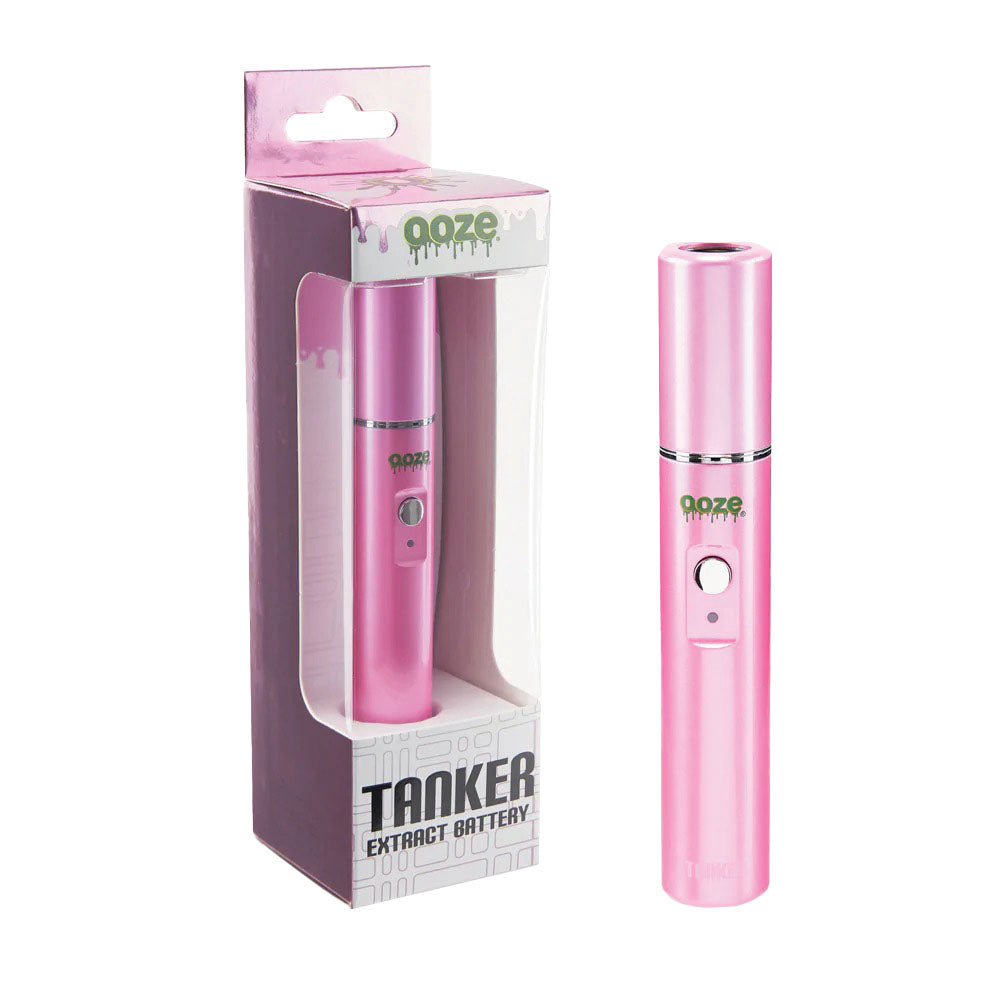 Ooze Tanker Thermal Chamber 510 Vaporizer Battery in Pink - Front View with Packaging