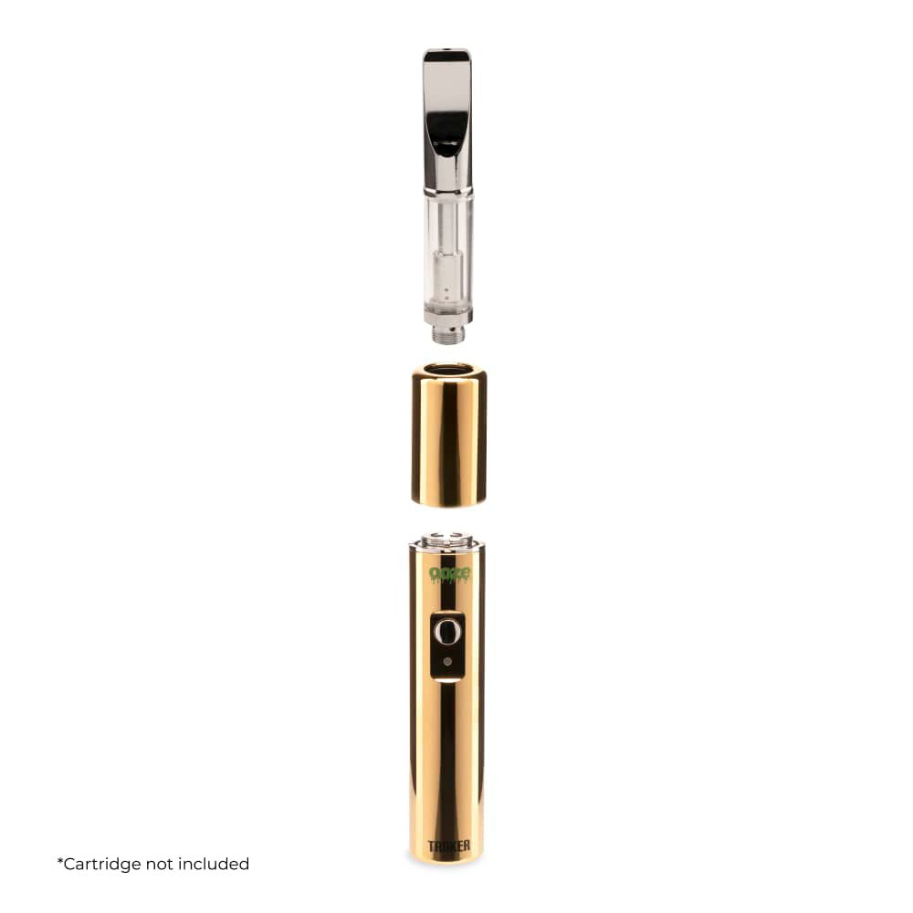 Ooze Tanker Thermal Chamber 510 Vaporizer Battery in Gold, Front View on White Background