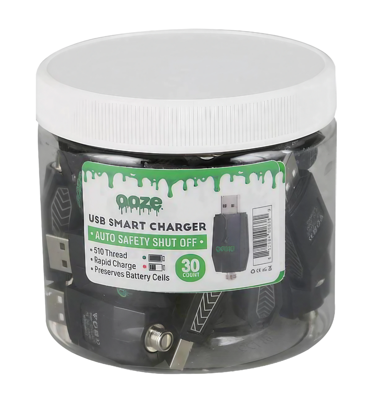Ooze USB Smart Chargers 30pc display with 510 thread for vape batteries