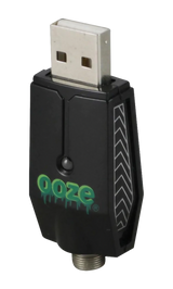 Ooze USB Smart Charger for Vape Batteries, 510 Thread, Front View on Seamless White