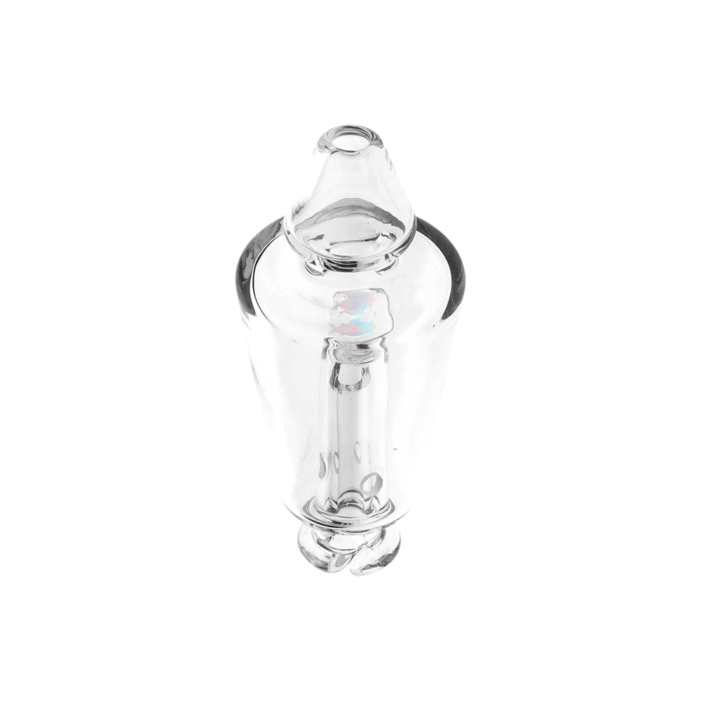 Glass e-rig bubbler with a dome percolator and an opal marble topper, made to work with Puffco Pivot vapes