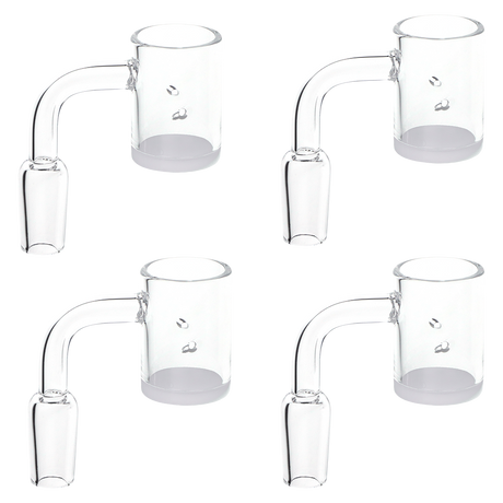 Opaque bottom 14mm male quartz banger 4 pack with a flat top and a 90 degree joint angle for dab rigs