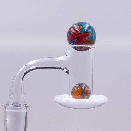 Opaque Bottom Full Weld Blender Quartz Banger by The Stash Shack with colorful glass accents
