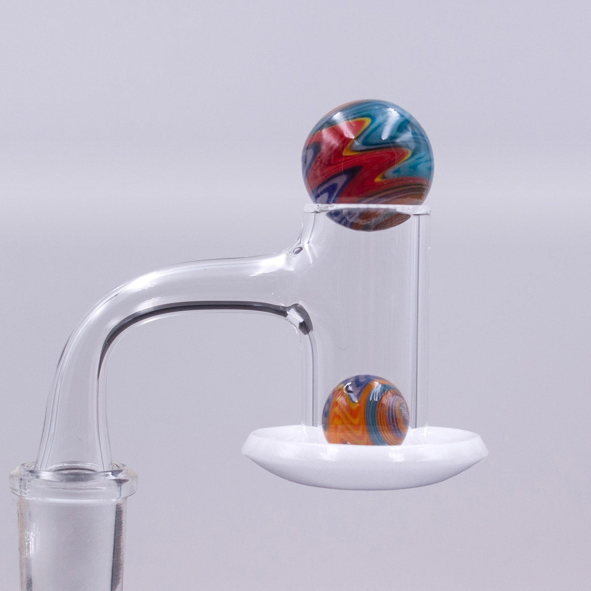 Opaque Bottom Full Weld Blender Quartz Banger by The Stash Shack with colorful glass accents