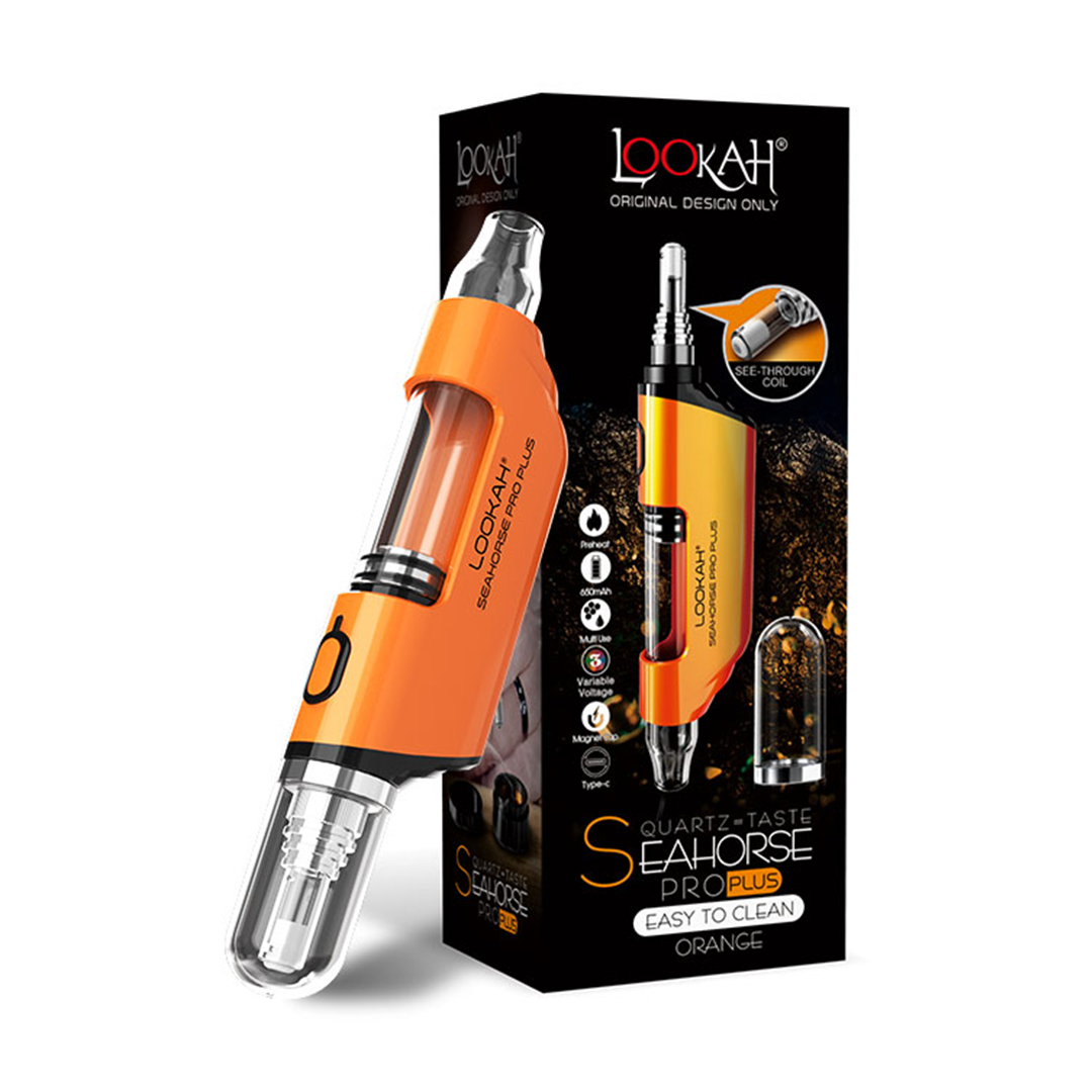 Lookah Seahorse Pro Plus Vaporizer in Orange with Box - Easy to Clean Design