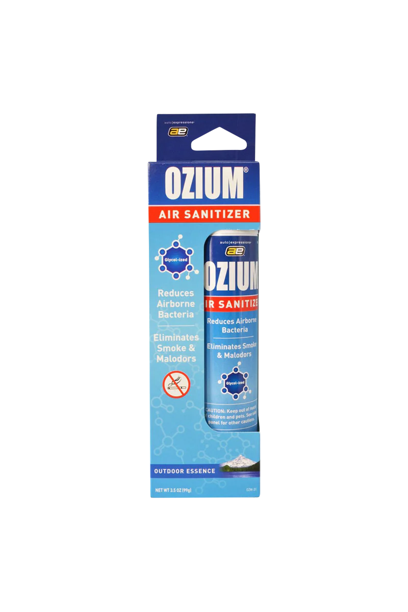 Ozium Air Sanitizer spray, 3.5 oz, compact design, front view on white background