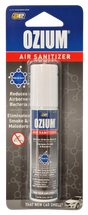 Ozium New Car Scent 0.8oz Air Sanitizer front view on retail packaging