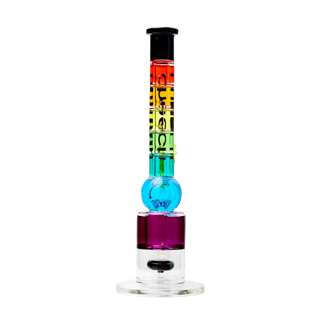 Cheech Glass 18" Rainbow Glycerin Water Pipe, 14mm Female Joint, Vivid Colors, Front View