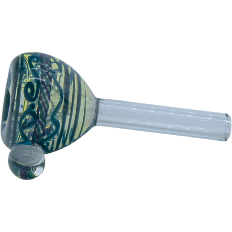LA Pipes Painted Warrior Pull-Stem Slide Bowl in Blue Hues, Grommet Joint, for Bongs