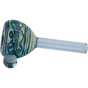 LA Pipes Painted Warrior Pull-Stem Slide Bowl in Blue Hues, Grommet Joint, for Bongs