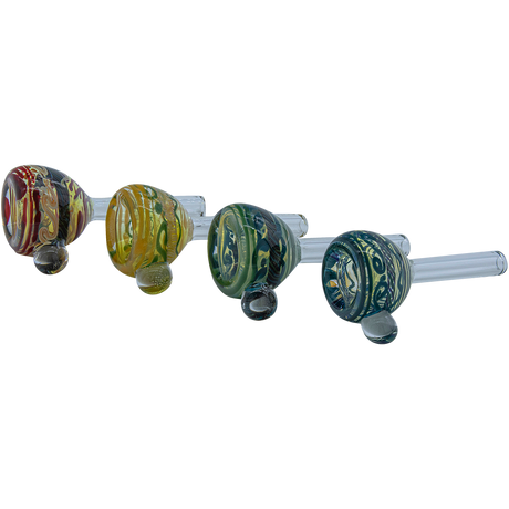 LA Pipes Painted Warrior Pull-Stem Slide Bowl for Bongs, Grommet Joint, Side View