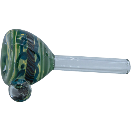LA Pipes Painted Warrior Pull-Stem Slide Bowl in Green Hues for Bongs, Side View