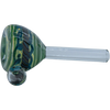 LA Pipes Painted Warrior Pull-Stem Slide Bowl in Green Hues for Bongs, Side View