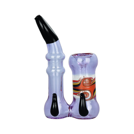 Passing Thoughts Sherlock Bubbler Pipe with Horn Accents - Front View on White Background