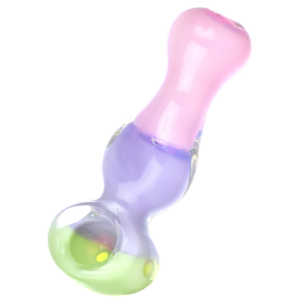 Compact Pastel Color Block Glass Spoon Pipe with Heavy Wall, 3.75" Length, Borosilicate