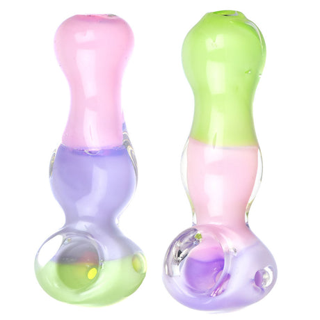Pastel Color Block Glass Spoon Pipes, Heavy Wall Borosilicate, Front View