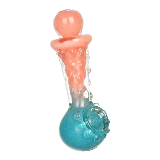 Pastel Ombre Textured Glass Hand Pipe with Marbles, Compact 4.5" Spoon Design