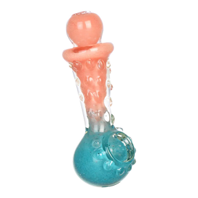 Pastel Ombre Textured Glass Hand Pipe with Marbles, Compact 4.5" Spoon Design