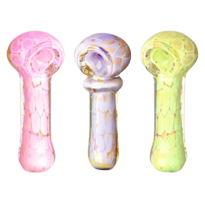 Assorted Pastel Turtle Shell Spoon Pipes in Heavy Wall Borosilicate Glass, Front View