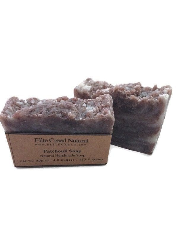 Elite Creed Natural Patchouli Handmade CBD Soap, front view on white background