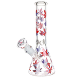 Patriotic Leaf Glass Beaker Water Pipe | 10.25" | 14mm F