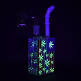 Patriotic Leaf Juice Box Glow Glass Dab Rig | 7.5" | 14mm F