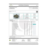 Certificate of Analysis for Peak High Potency THC-A Flower, showcasing cannabinoid content