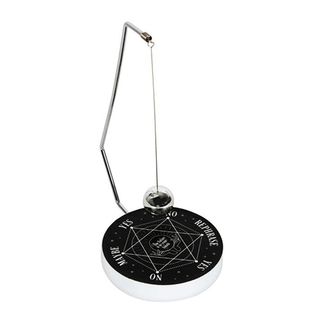 Black Pendulum Decision Maker on white background, magnetic novelty game with a sleek design