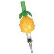 Perky Pineapple Glass Honey Straw with Titanium Tip, 6" size, angled view on striped background