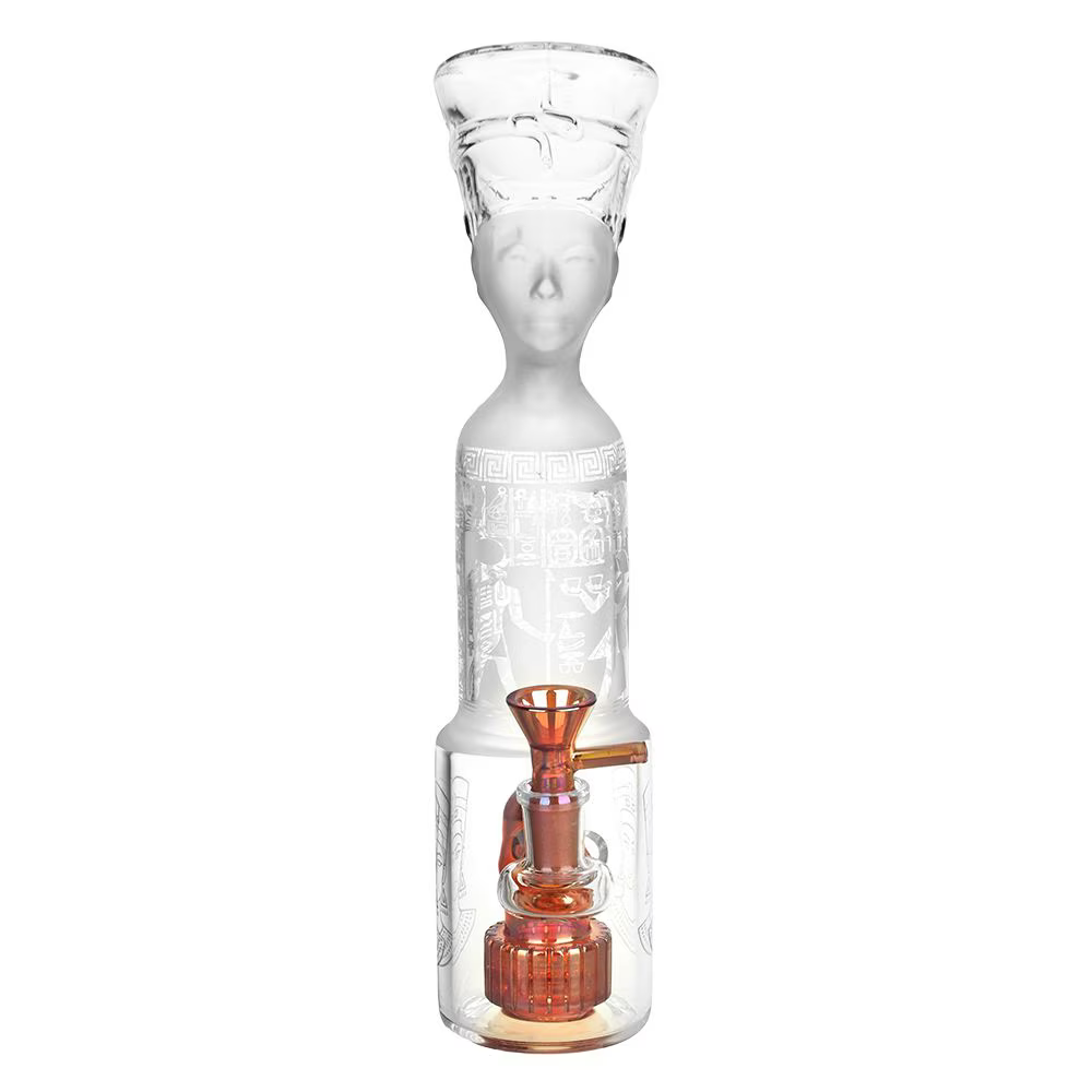 Pharoah Head Frosted Glass Water Pipe | 11.5" | 14mm F