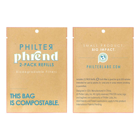 PHILTER Phrend 2-Pack Biodegradable Air Filter Refills Front and Back View