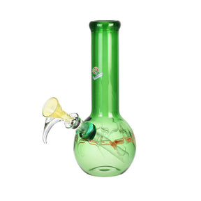 Phoenix Rising 7" Round Base Water Pipe in Borosilicate Glass, Front View on White Background