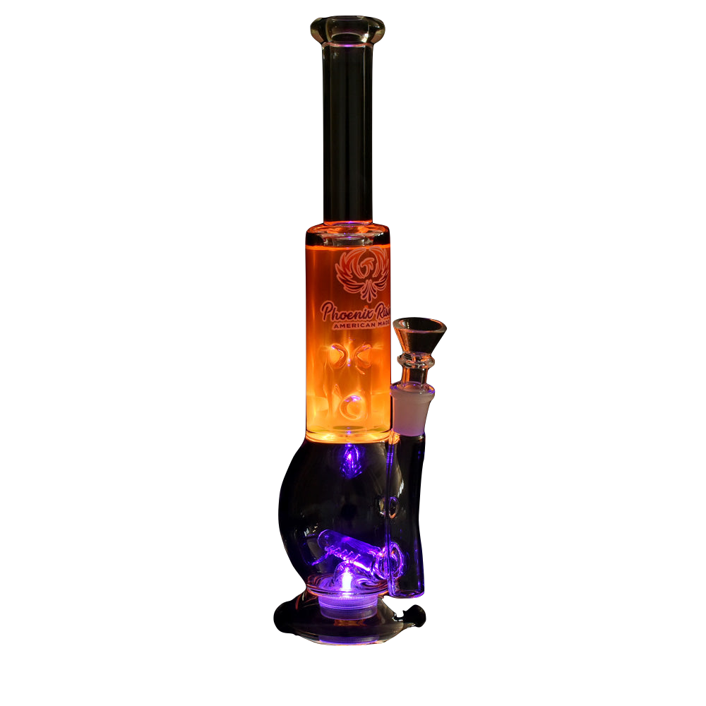 Phoenix Rising Blacklight Glycerin Water Pipe, 12", 14mm Female Joint, Borosilicate Glass
