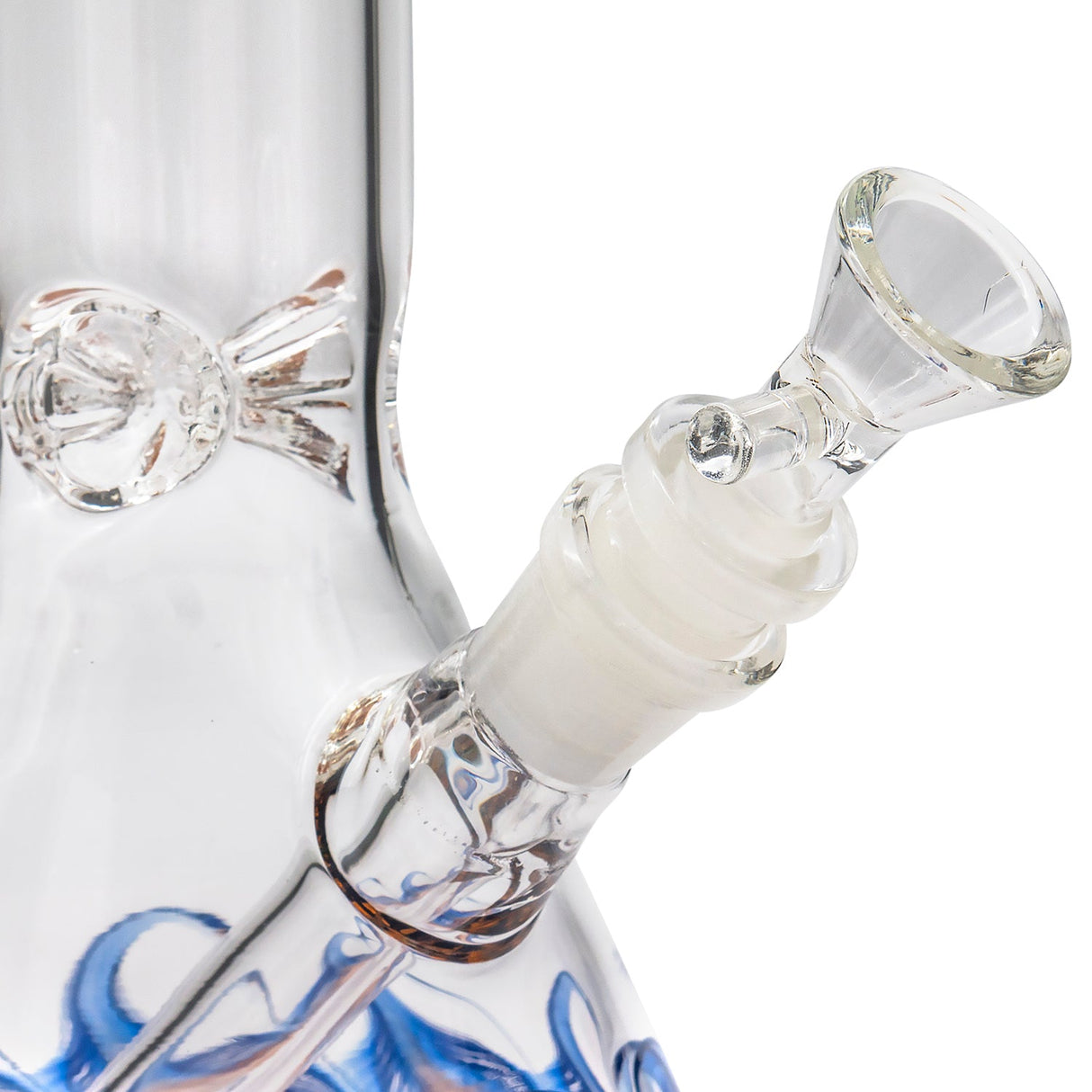 Close-up of LA Pipes 'Phoenix Rising' Beaker Bong with Color Wrap and Glass Joint